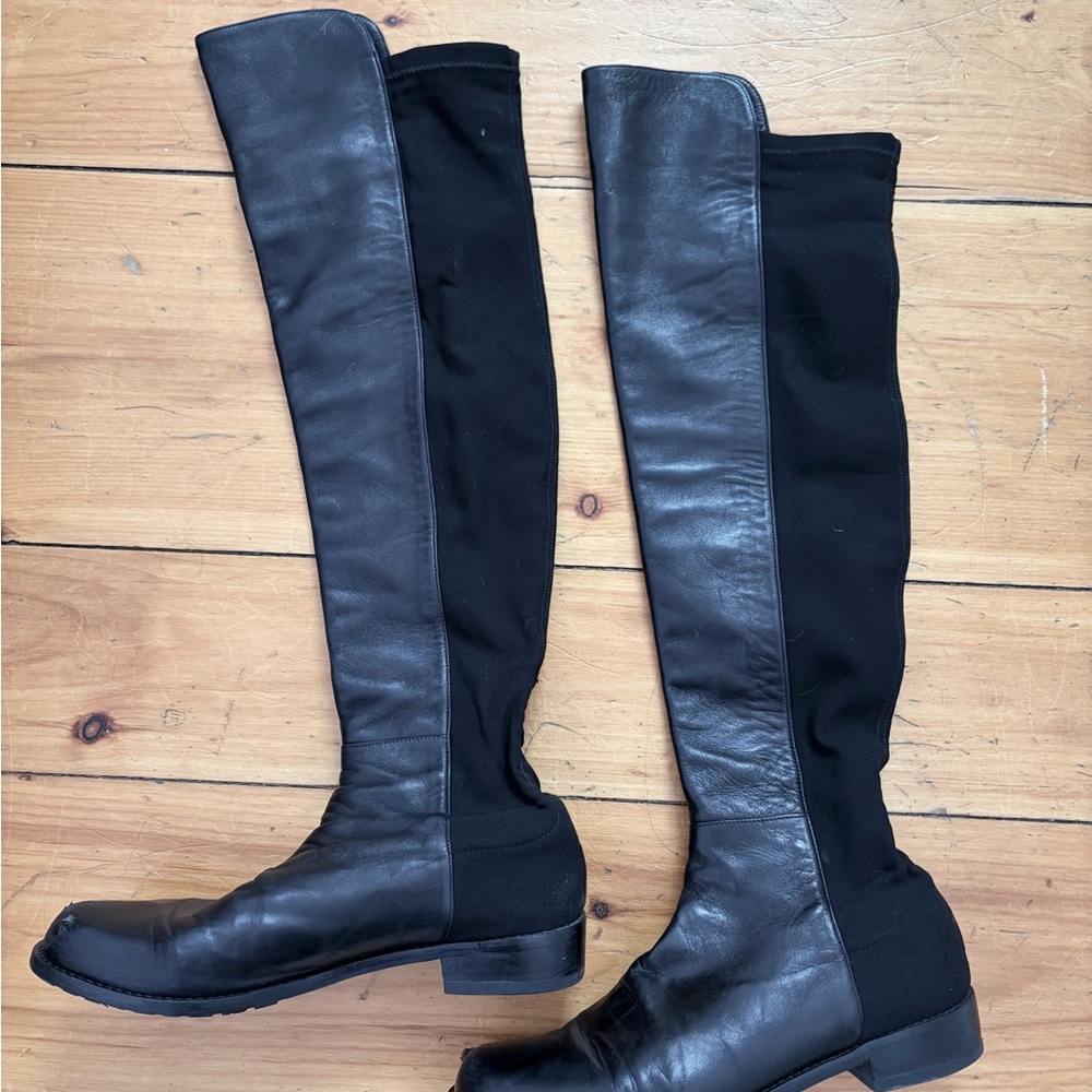 Stuart Weitzman 5050 stretch back OTK Nappa leather microstretch boots size 9 - Picture 8 of 12